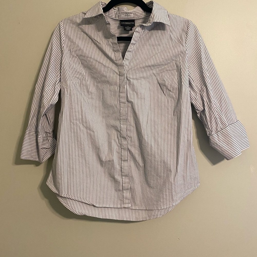 Liz Claiborne Black and White Striped Shirt